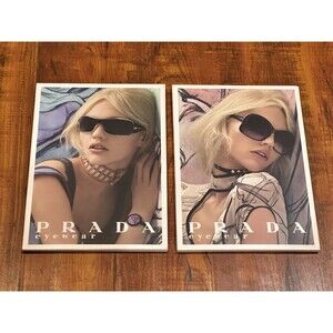2 x Prada Eyewear Sunglasses Glasses 2008 Retail 7x5” Cardboard Counter Stand
